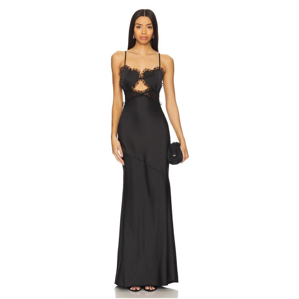 For Love & Lemons Val Black Maxi Dress Size XS